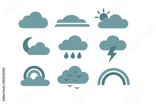 Cloud and Weather Icons Glowing