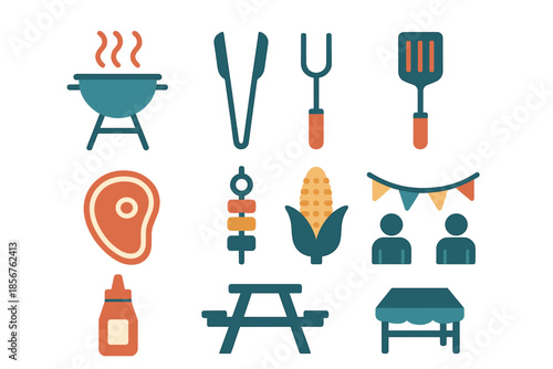 Barbecue and Picnic Icons Set