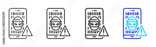 cyber threats icon set collection creative outline style for technology with multiple thickness variations suitable for apps websites presentations ui ux design and modern devices