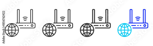 internet access icon set collection creative outline style for technology with multiple thickness variations suitable for apps websites presentations ui ux design and modern devices