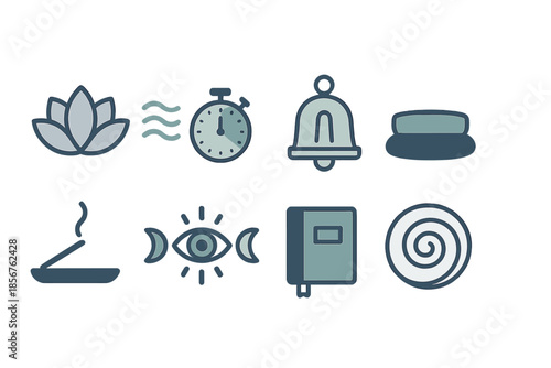Meditation and Wellness Icons Set