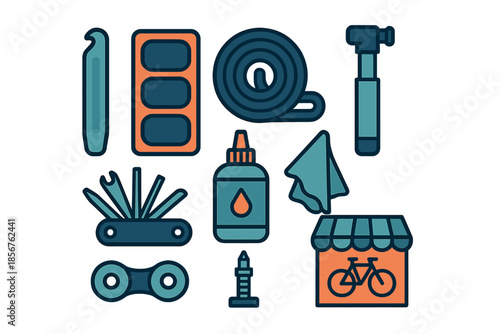Bicycle maintenance kit icons