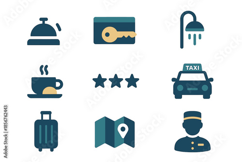 Hotel Icons on Dark Background