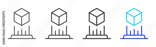 3d visualization icon set collection creative outline style for technology with multiple thickness variations suitable for apps websites presentations ui ux design and modern devices