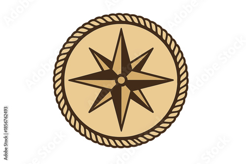 Compass Rose Emblem with Rope Border