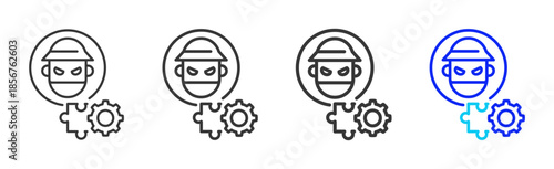 cyber security icon set collection creative outline style for technology with multiple thickness variations suitable for apps websites presentations ui ux design and modern devices