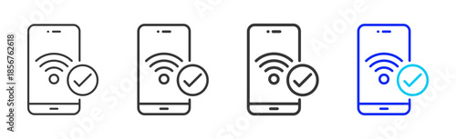 mobile auth icon set collection creative outline style for technology with multiple thickness variations suitable for apps websites presentations ui ux design and modern devices