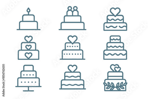 Collection of wedding cake icons