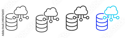 cloud storage icon set collection creative outline style for technology with multiple thickness variations suitable for apps websites presentations ui ux design and modern devices