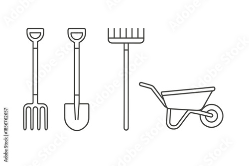 Gardening tools silhouette