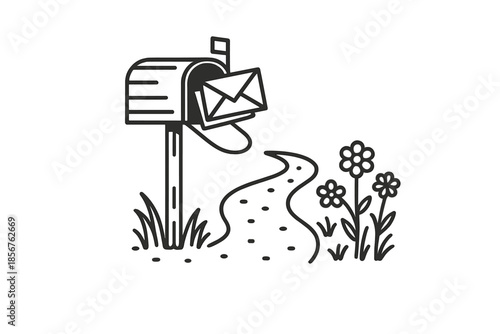 Mailbox with Letter and Flowers