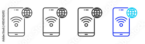 global connect icon set collection creative outline style for technology with multiple thickness variations suitable for apps websites presentations ui ux design and modern devices