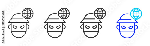 cyber threat icon set collection creative outline style for technology with multiple thickness variations suitable for apps websites presentations ui ux design and modern devices