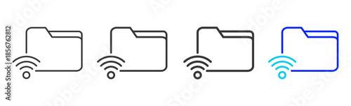 file sharing icon set collection creative outline style for technology with multiple thickness variations suitable for apps websites presentations ui ux design and modern devices