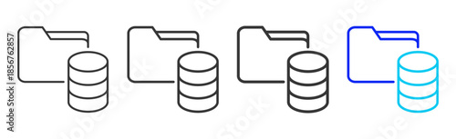 data archive icon set collection creative outline style for technology with multiple thickness variations suitable for apps websites presentations ui ux design and modern devices
