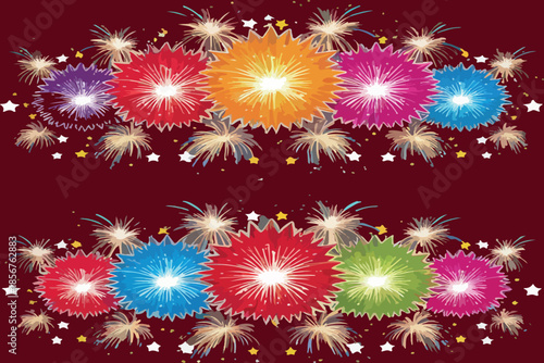 Colorful fireworks in the night sky celebration background