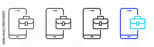 mobile work icon set collection creative outline style for technology with multiple thickness variations suitable for apps websites presentations ui ux design and modern devices