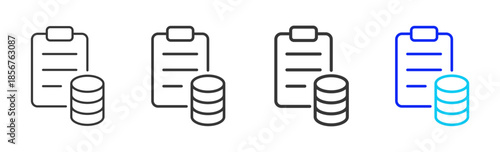 data record icon set collection creative outline style for technology with multiple thickness variations suitable for apps websites presentations ui ux design and modern devices
