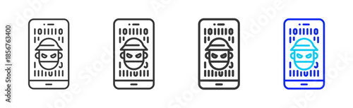 code intrusion icon set collection creative outline style for technology with multiple thickness variations suitable for apps websites presentations ui ux design and modern devices