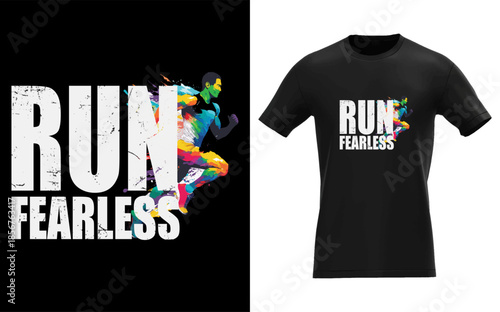 Run Fearless Men Colorful Splash Running Funny
