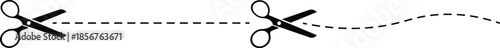 Scissors with cut line vector design. Dashed and dotted. cut here icon. Scissor icon, scissor symbol vector, Paper cutting with scissor on Transparent background
