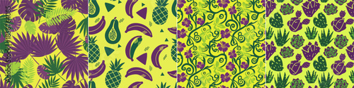 Exotic Botanical Vector Seamless Pattern Collection