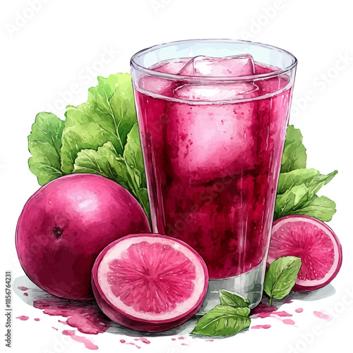 watercolor of Borscht illustration graphic, isolated on a white background.
