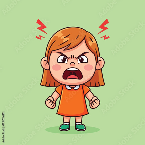 Angry Cartoon Girl Yelling.