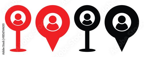User Location Pin, Person Profile Map Marker Symbol for GPS Navigation.