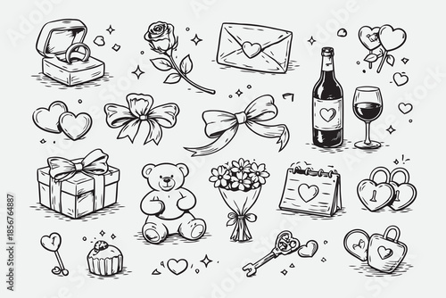 Minimal Sketch Line Valentine Icon Set Designed for Social Media Graphics