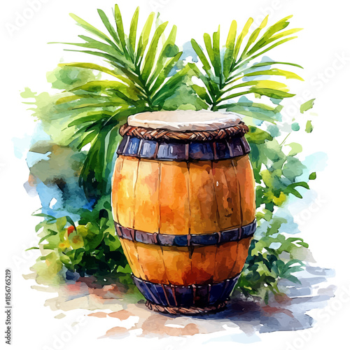 watercolor painting of Bongo, isolated on a white background.