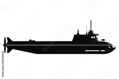 submarine silhouette line art vector illustration
