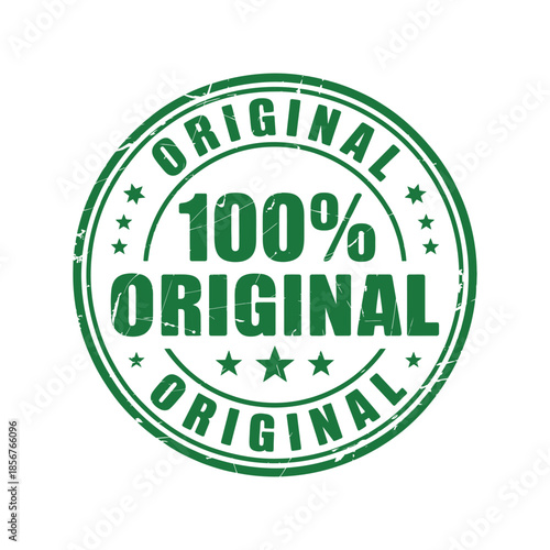 A circular green stamp boldly declares original 100 original with a distressed texture and small star accents around the perimeter