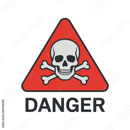 A striking red triangular warning sign displays a white skull and crossbones indicating a hazardous or dangerous situation ahead for viewers