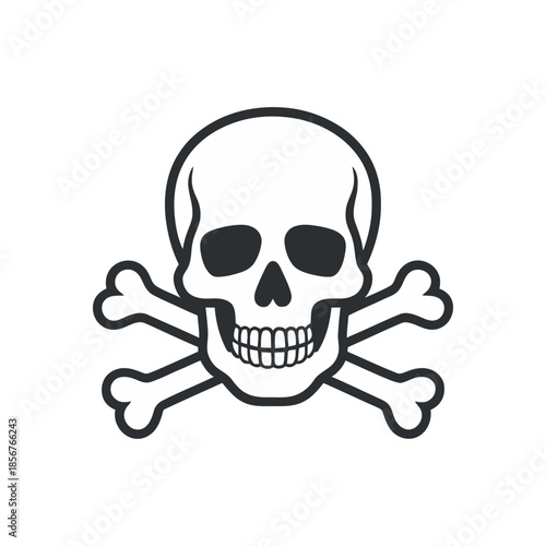 a stark black and white illustration depicts a human skull and crossed bones universally recognized as a symbol for danger and toxicity