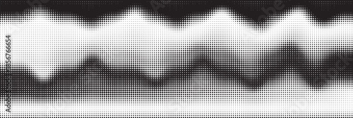 Set of halftone dots gradient pattern texture isolated on white background. Straight dotted spots using halftone circle dot raster texture. Vector blot half tone collection.