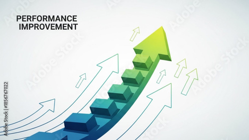 Business growth and performance improvement concept with colorful arrows rising upwards