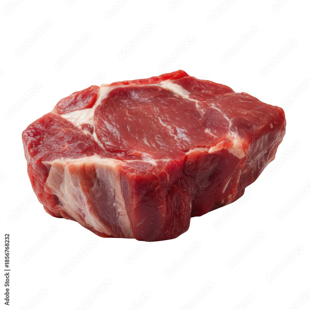 Fototapeta premium Raw ribeye steak isolated on transparent background with marbling
