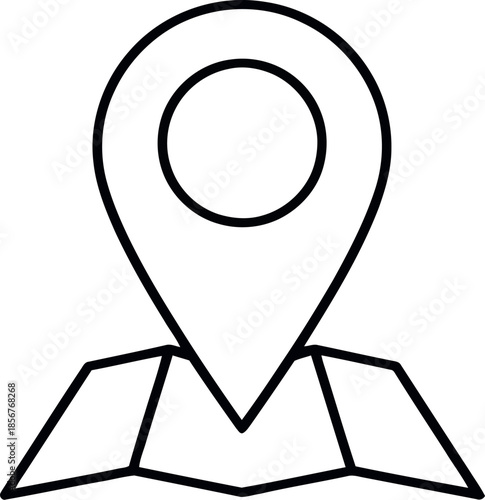 Outline map pin icon representing navigation, location tracking, and geographical pinpointing