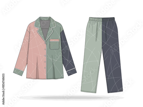 Stylish Pajama Set Illustration Modern Design for Comfort and Fashion
