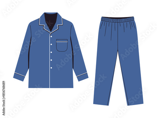 Blue Pajama Set Illustration Comfortable Sleepwear for Relaxation and Bedtime
