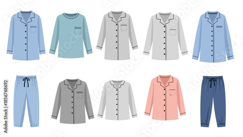 Collection of Cozy Pajama Sets in Various Colors and Styles for Relaxation and Comfort