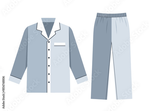 Illustration of light blue and gray pajama set, perfect for a cozy and comfortable night's sleep