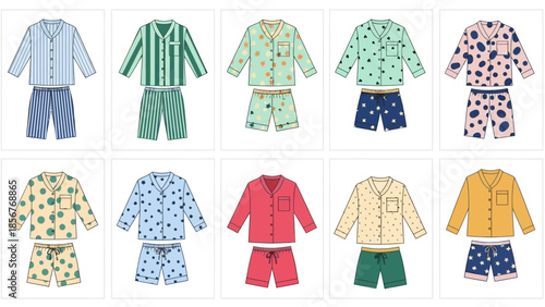 Variety of Colorful Pajama Sets for Comfort and Relaxation, Perfect for Sleepwear Fashion