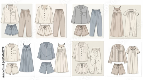 Variety of Sleepwear Styles Exploring a Range of Pajamas and Loungewear Designs