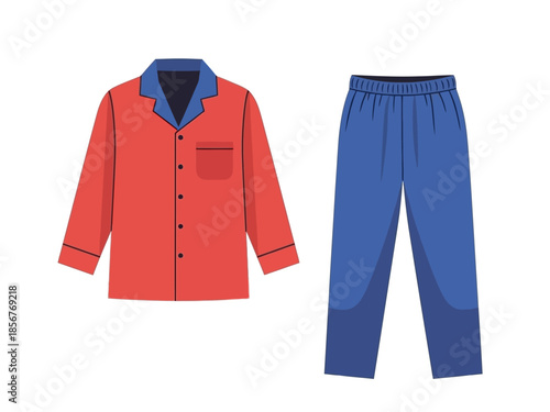 Cozy Up A Vibrant Red and Blue Pajama Set for Comfort and Relaxation at Home