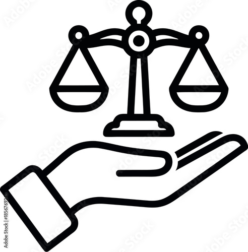 Hand holding scales of justice