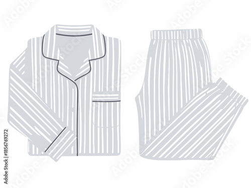 Illustration of a comfortable striped pajama set, perfect for relaxing at home or sleepwear
