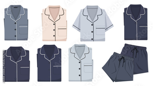 Collection of sleepwear, showcasing various pajamas in different colors and designs for comfortable nights
