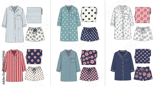 Variety of Fashionable Pajama Sets Stylish Designs for Cozy Sleepwear and Comfortable Loungewear Options